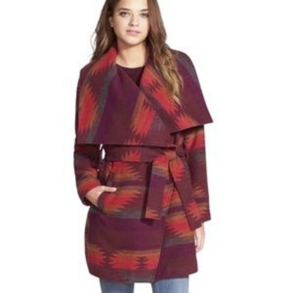 Steve Madden Aztec Wrap Coat Jacket, Women's size small, EUC